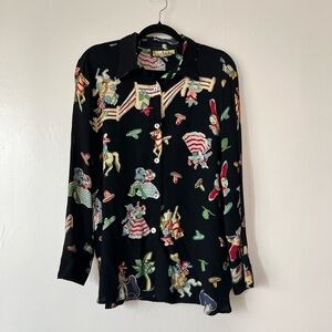 Vintage western Loco Lindo blouse sz large. Cowboy sombrero print. Made in USA